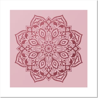Elegant rose pink mandala - tone on tone Posters and Art